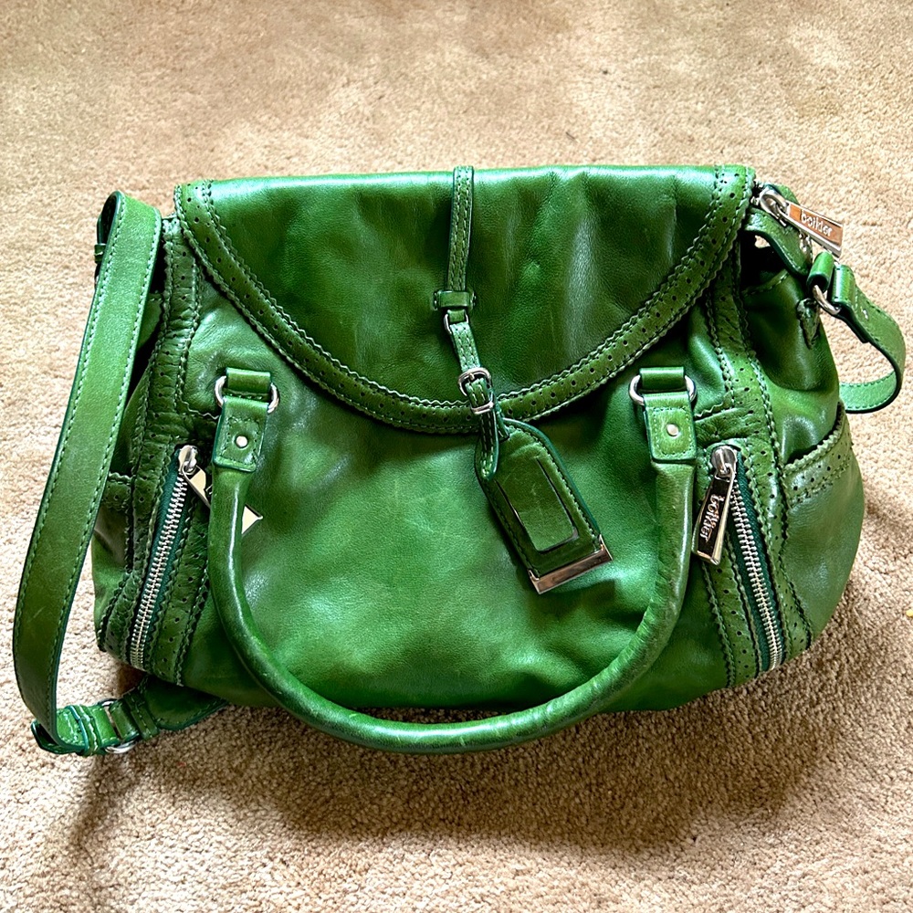 Vintage Botkier Green Leather Handbag